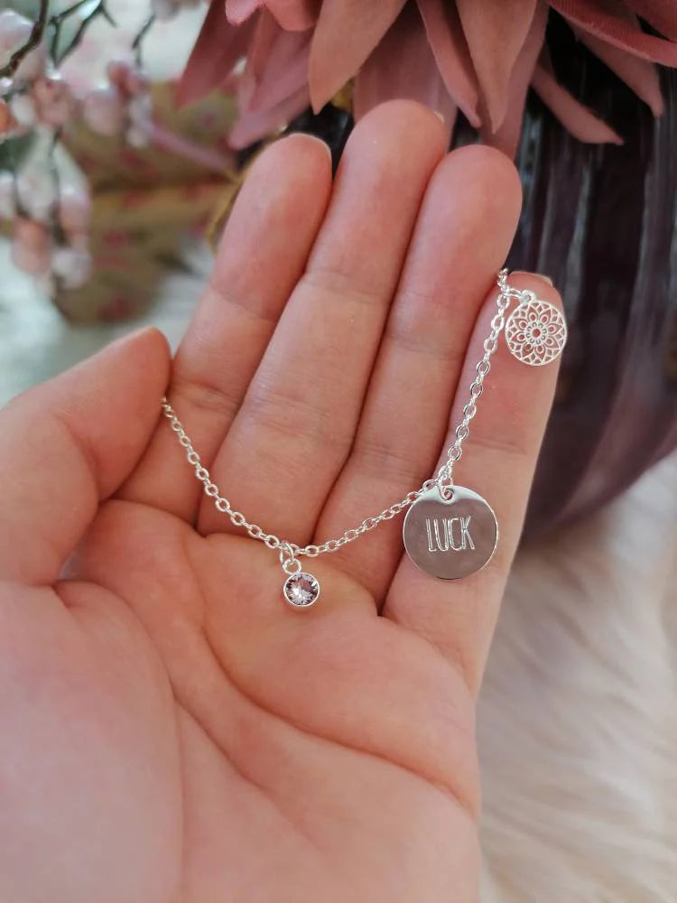 Armband mit Anhängern Luck , Silber