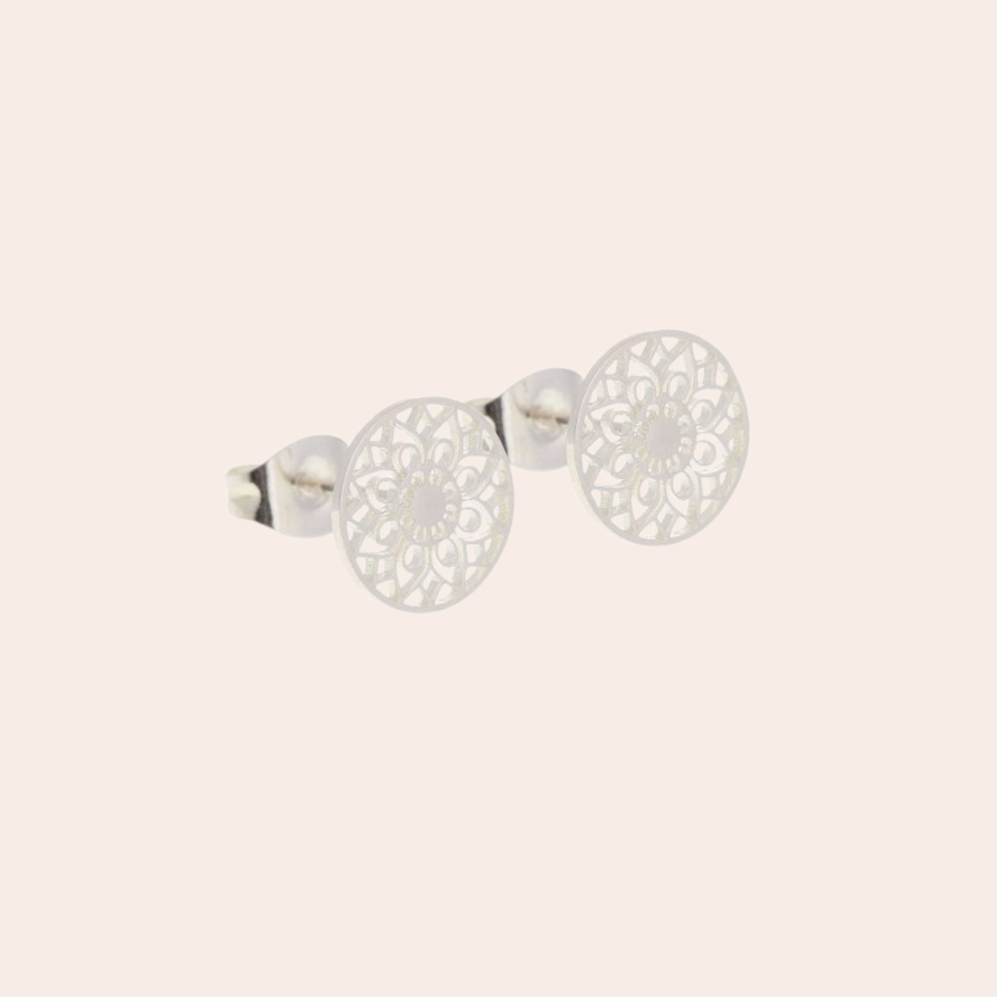 Silber Mandala Ohrstecker – Edelstahl, 9 mm | Spiritueller Schmuck