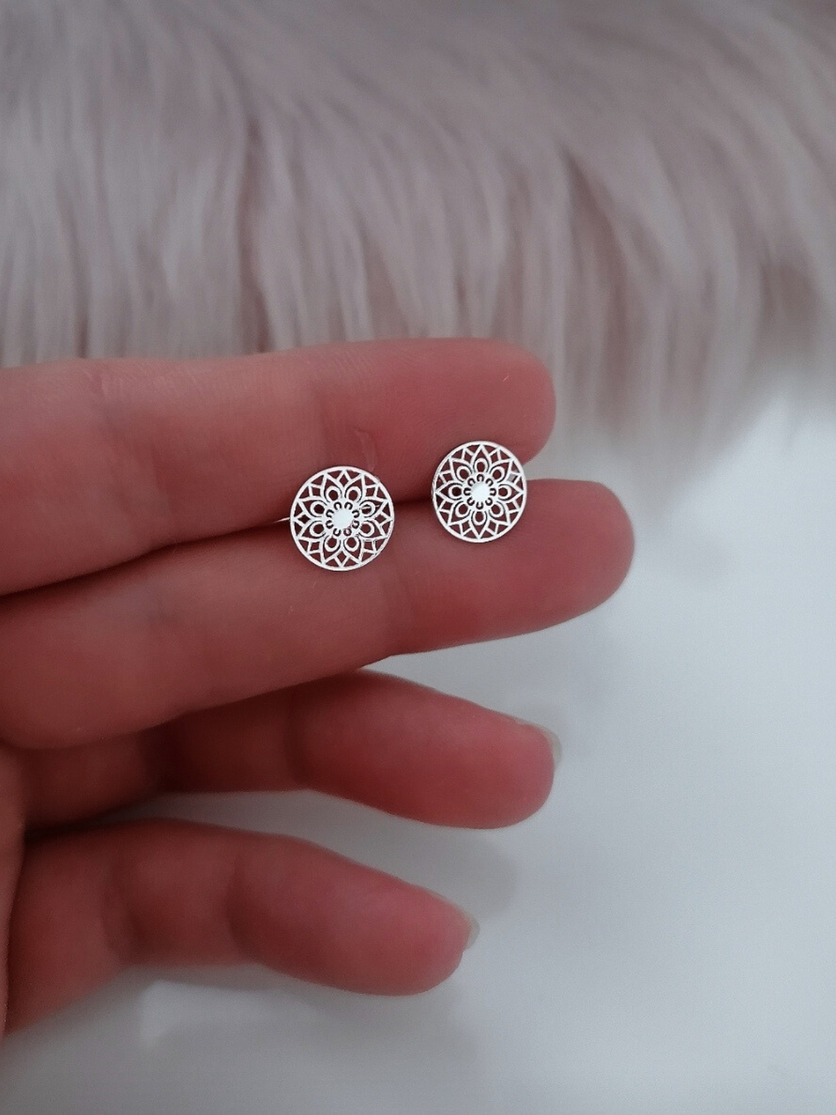 Silber Mandala Ohrstecker – Edelstahl, 9 mm | Spiritueller Schmuck