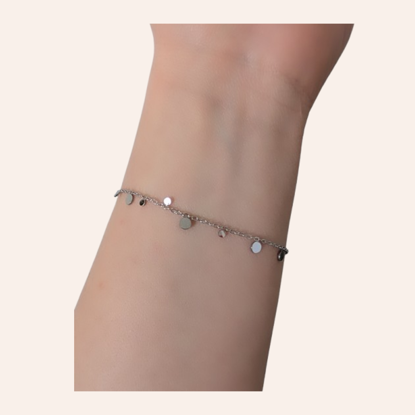Winzige Plättchen Armkette Silber