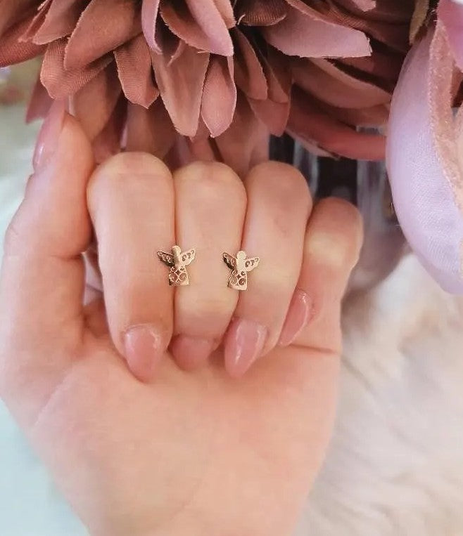 Schutzengel Ohrstecker Rosegold