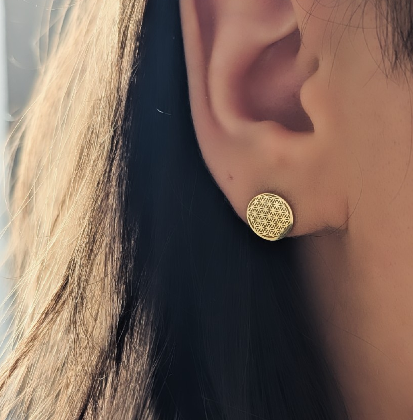 Ohrstecker Lebensblume Gold
