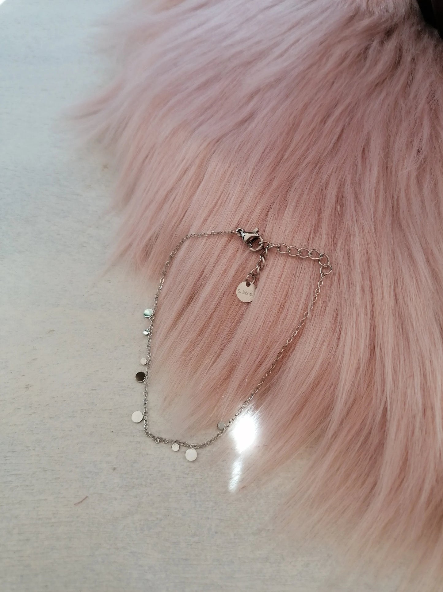 Winzige Plättchen Armkette Silber