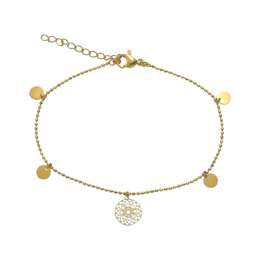 Plättchen Armband Mandala des Glücks Gold, Edelstahl