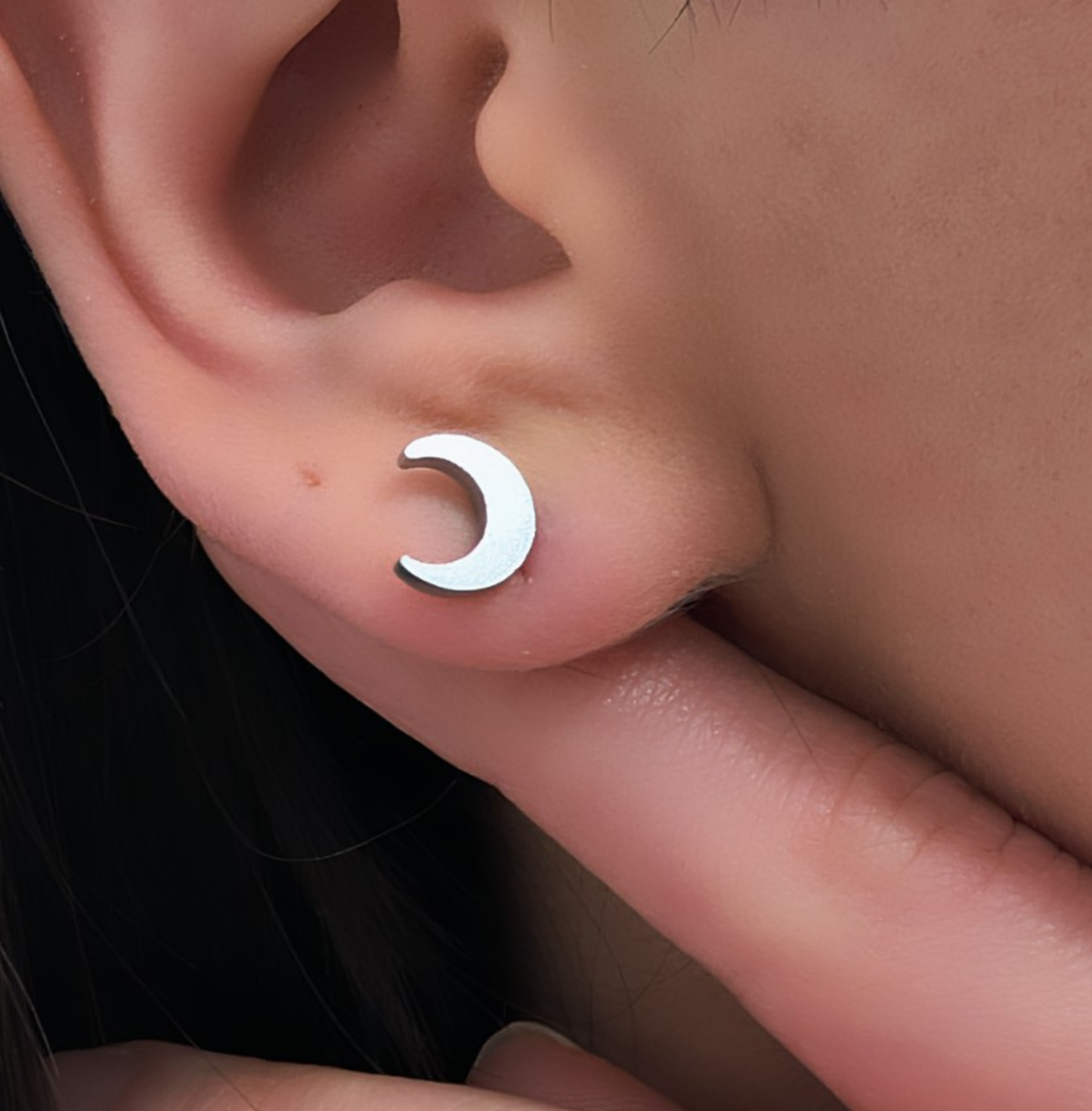 Kleine Halbmond Ohrstecker Hypoallergen Silber