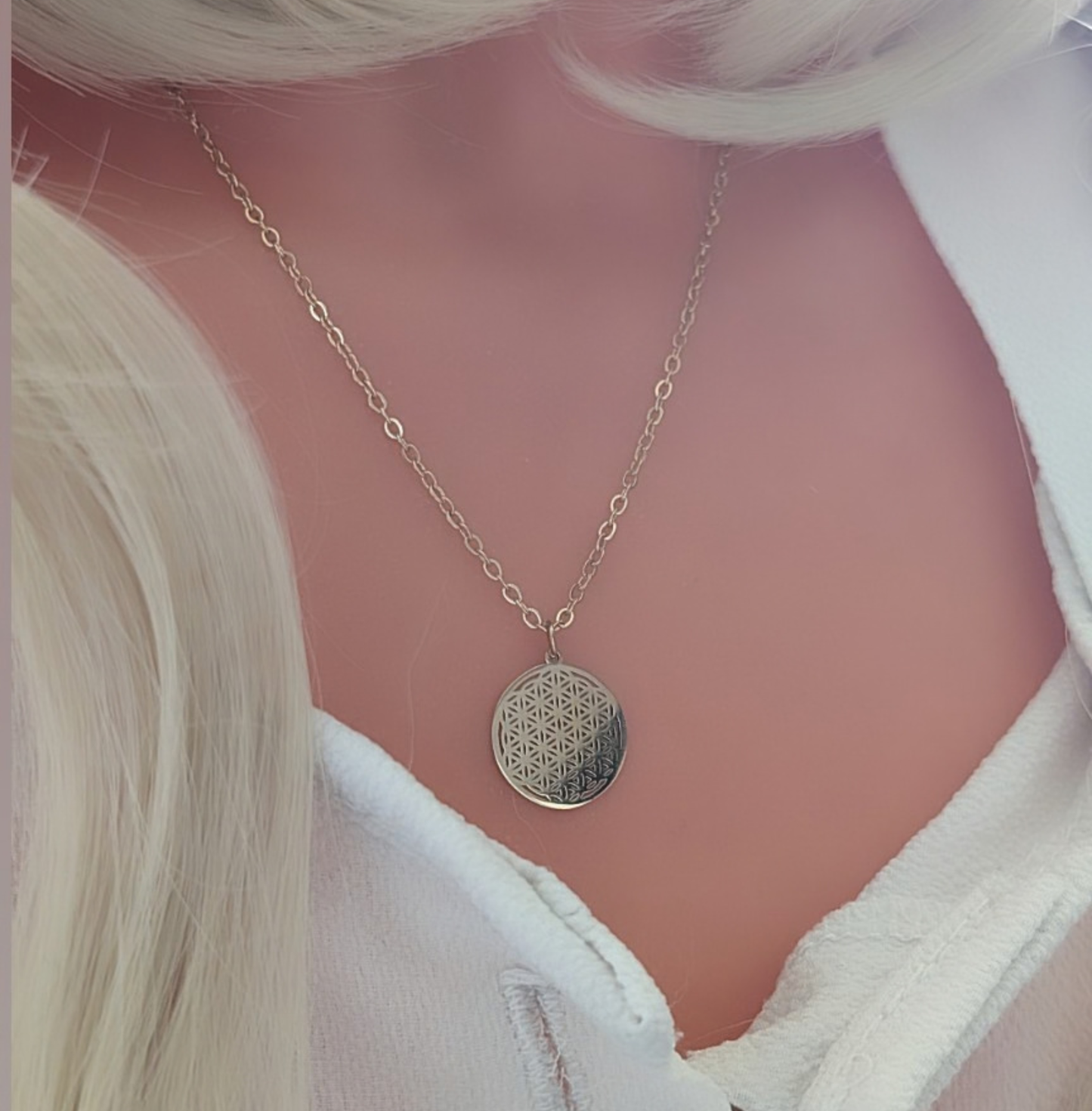 Halskette Lebensblume Gold aus Edelstahl