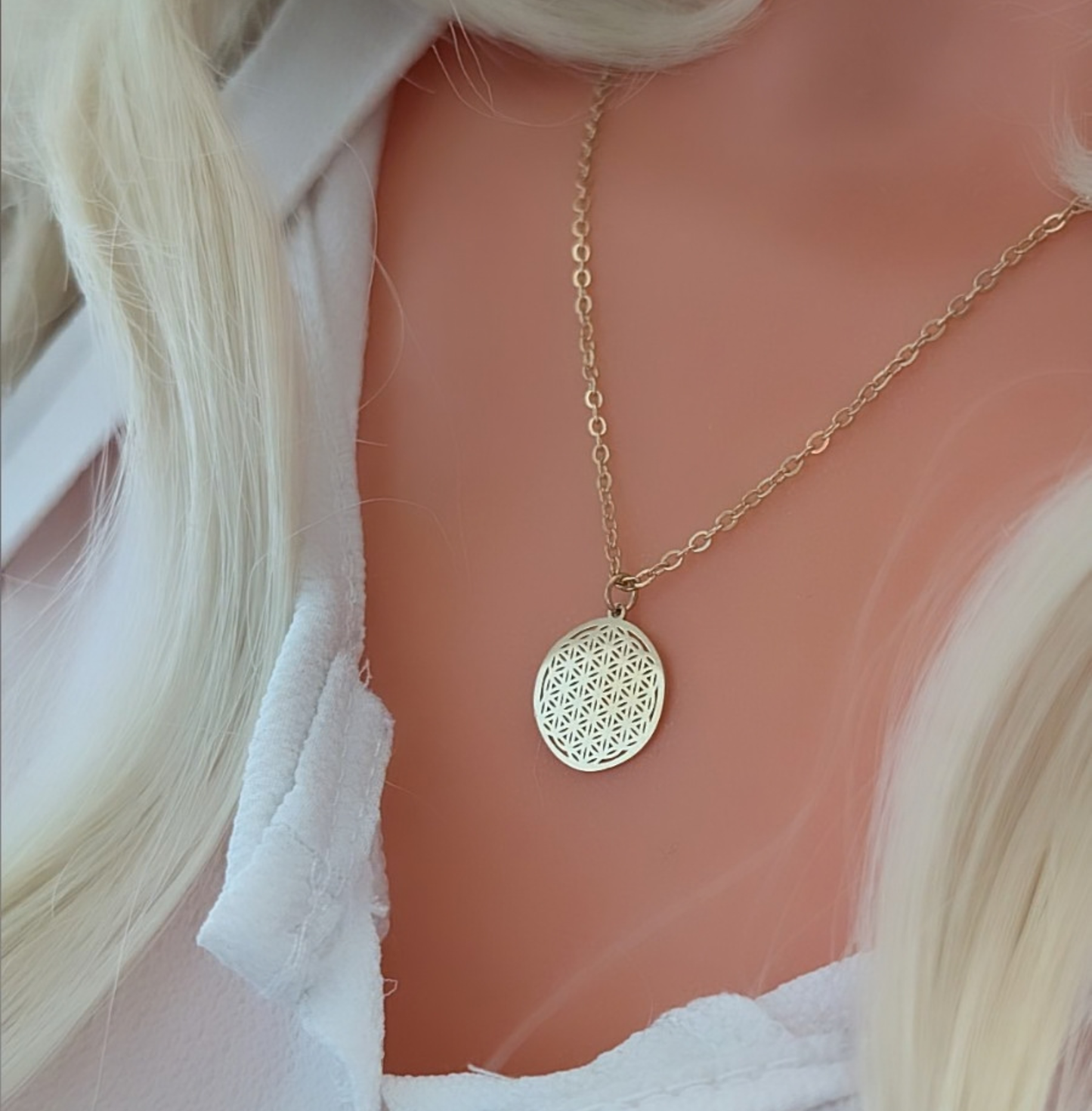 Halskette Lebensblume Gold aus Edelstahl
