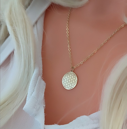 Halskette Lebensblume Gold aus Edelstahl