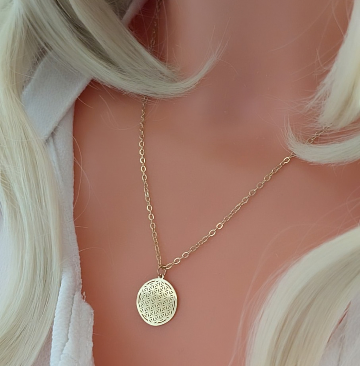 Halskette Lebensblume Gold aus Edelstahl