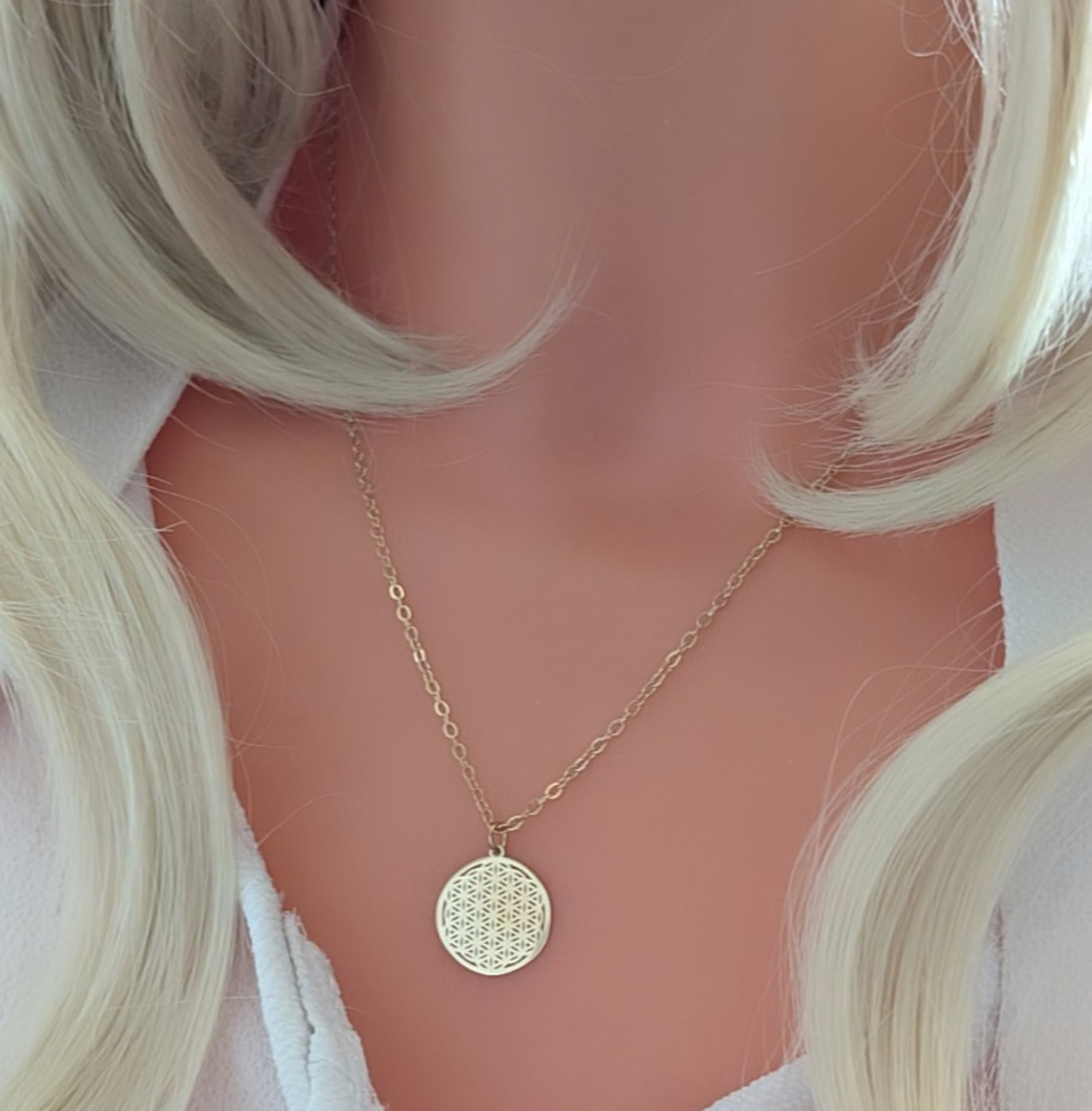 Halskette Lebensblume Gold aus Edelstahl