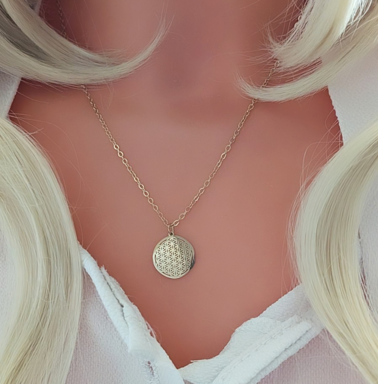 Halskette Lebensblume Gold aus Edelstahl