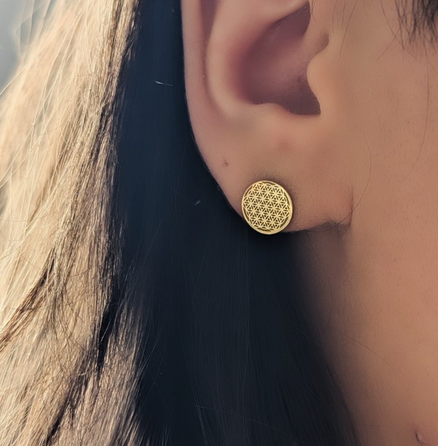 Ohrstecker Lebensblume Gold