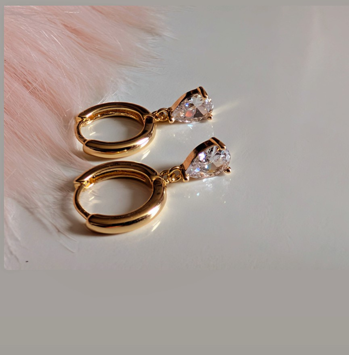 Diamond Drops Ohrringe mit Zirkon aus Edelstahl 14k Gold
