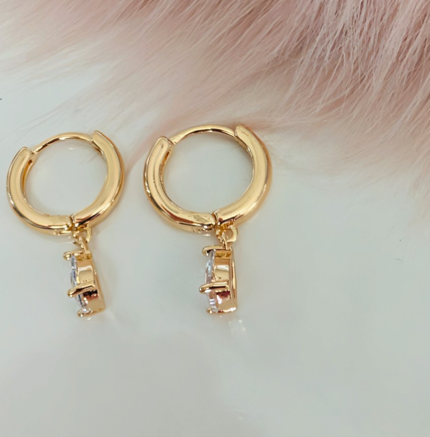 Diamond Drops Ohrringe mit Zirkon aus Edelstahl 14k Gold