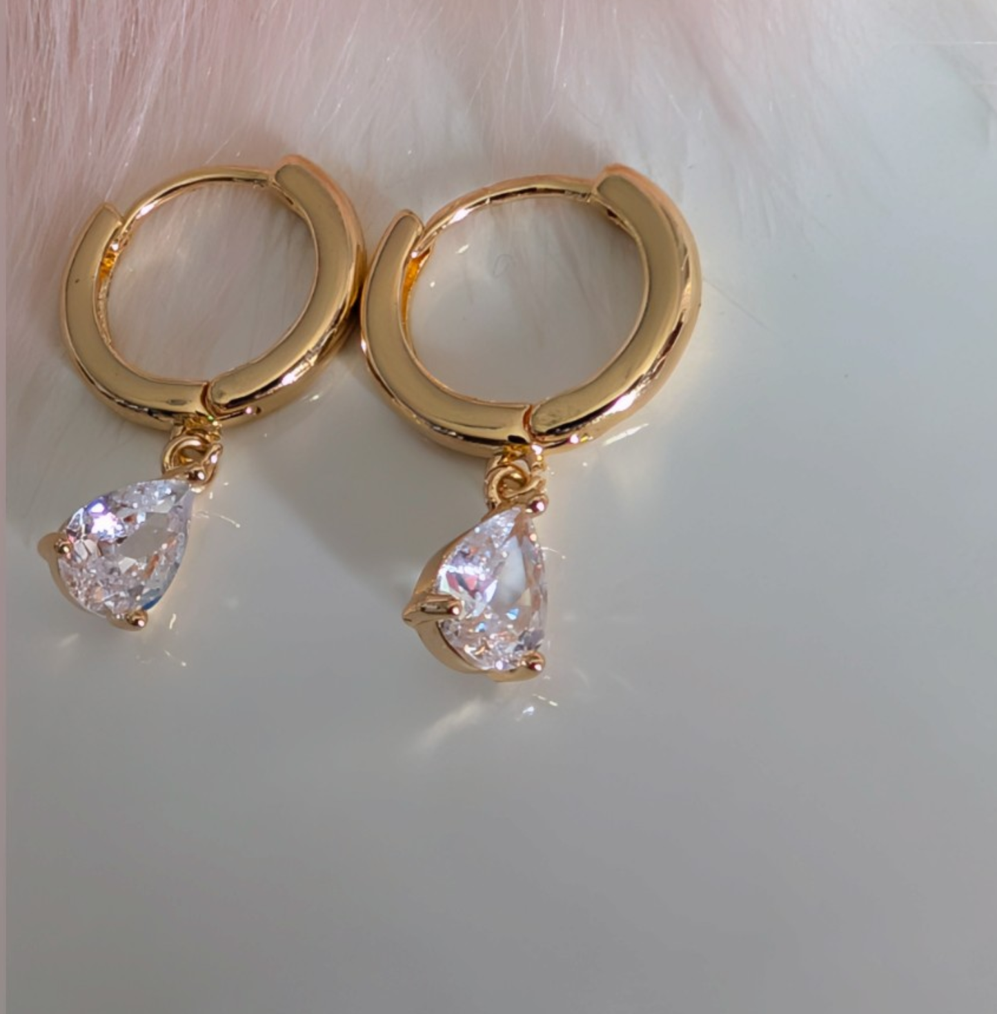Diamond Drops Ohrringe mit Zirkon aus Edelstahl 14k Gold