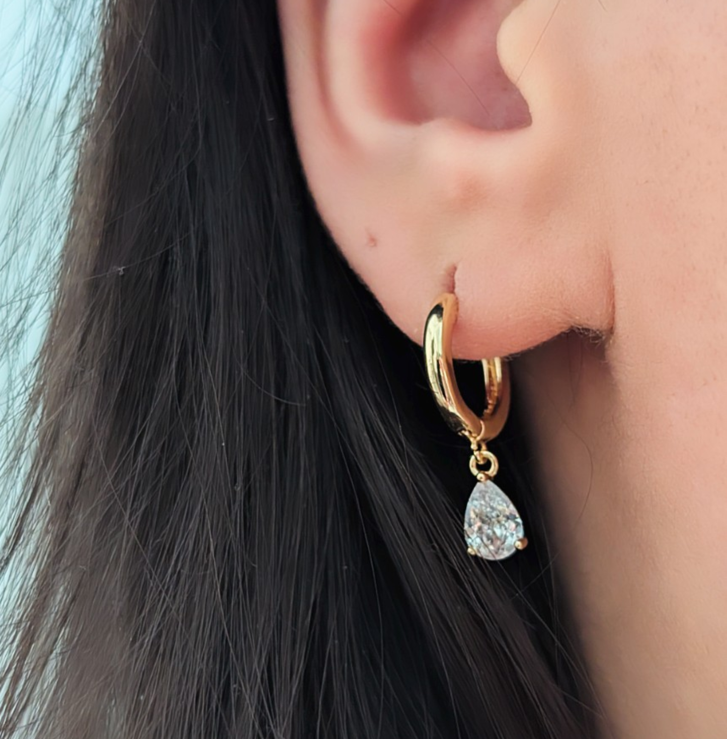 Diamond Drops Ohrringe mit Zirkon aus Edelstahl 14k Gold
