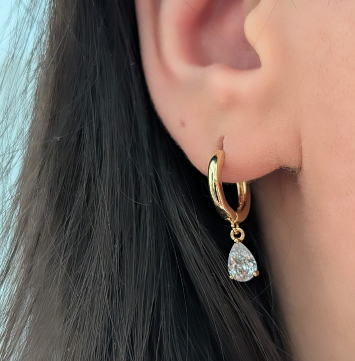 Diamond Drops Ohrringe mit Zirkon aus Edelstahl 14k Gold