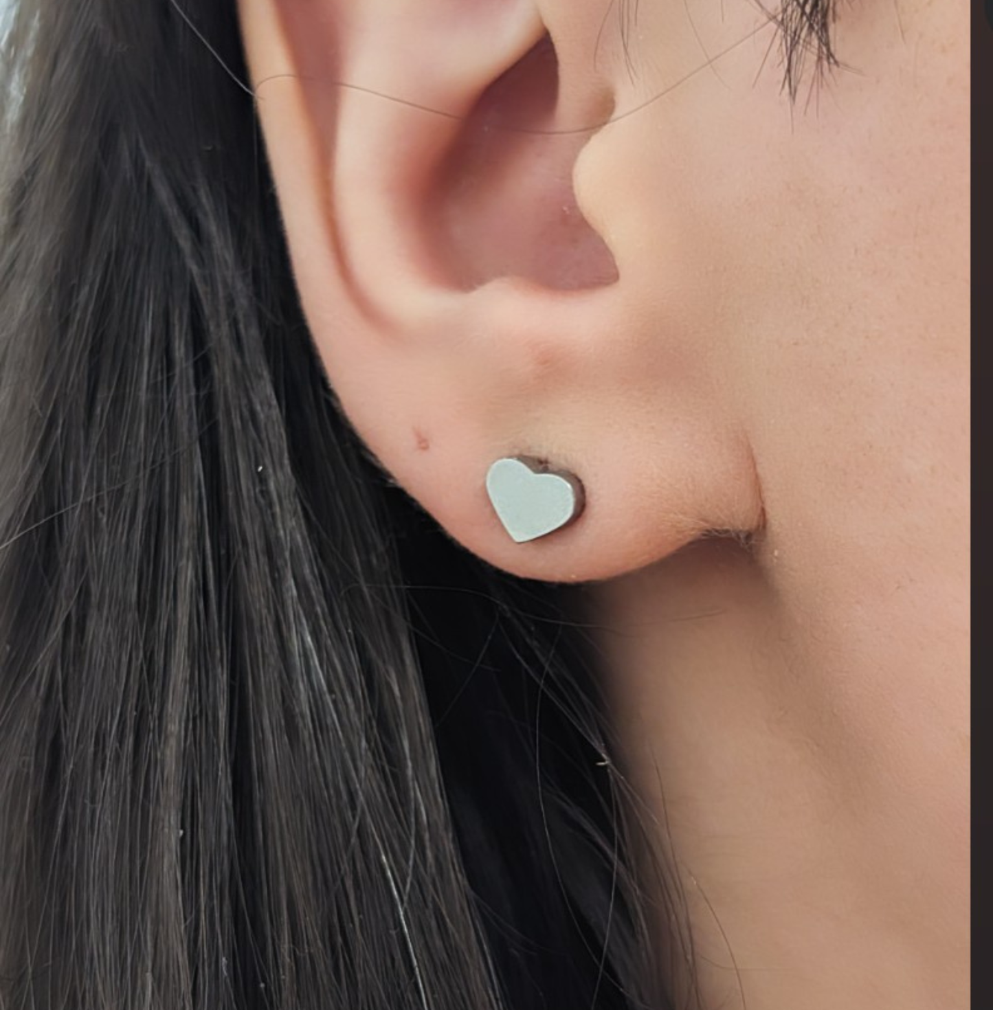Mini Herz Ohrstecker Titan , Edelstahl Silber
