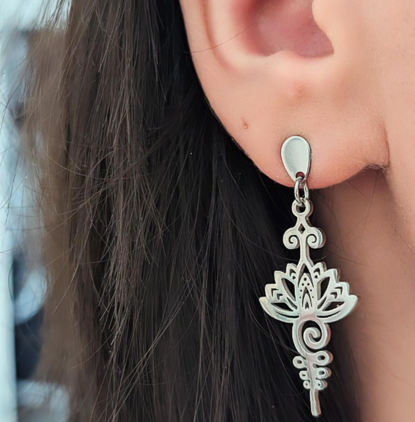 Lotus Blume Ohrringe in Silber aus Edelstahl