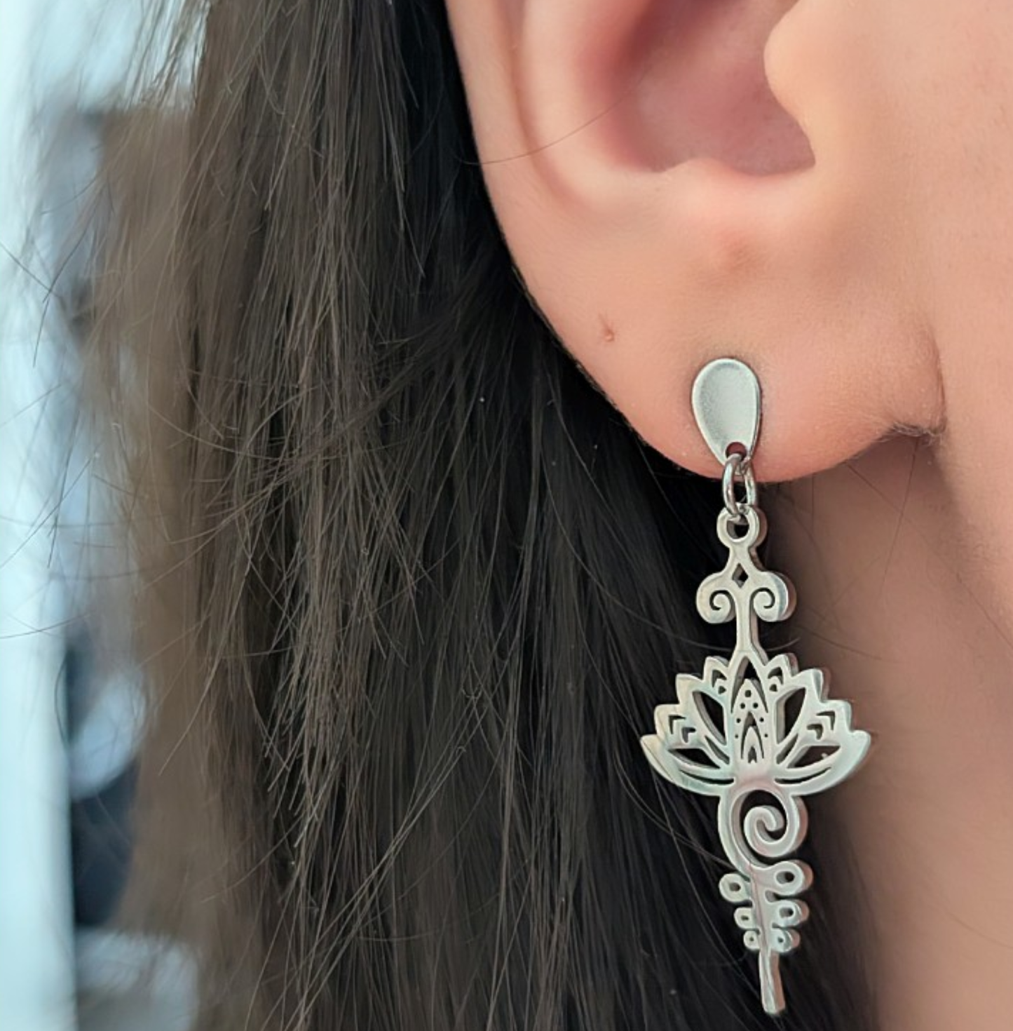 Lotus Blume Ohrringe in Silber aus Edelstahl