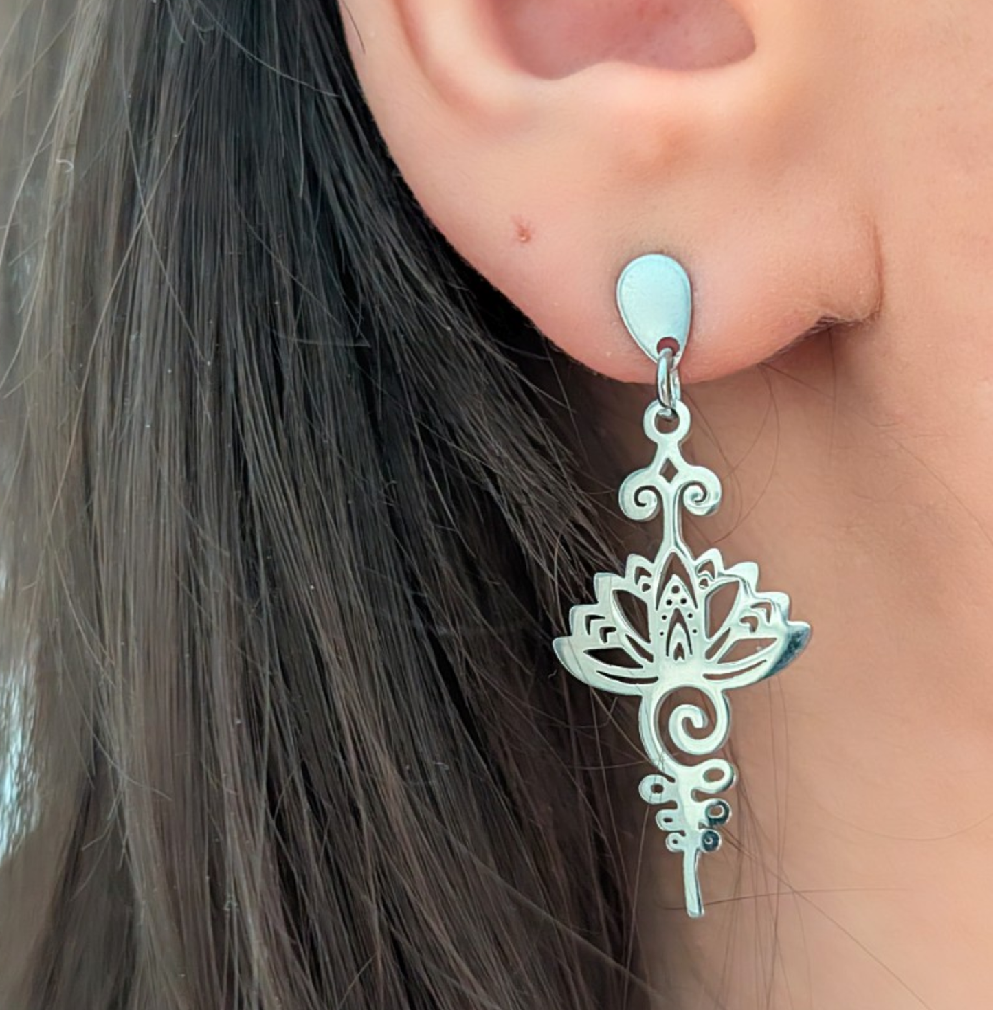 Lotus Blume Ohrringe in Silber aus Edelstahl