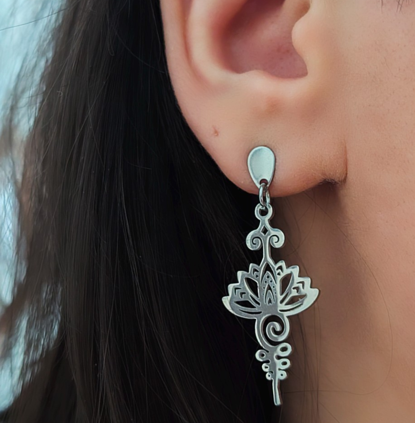 Lotus Blume Ohrringe in Silber aus Edelstahl