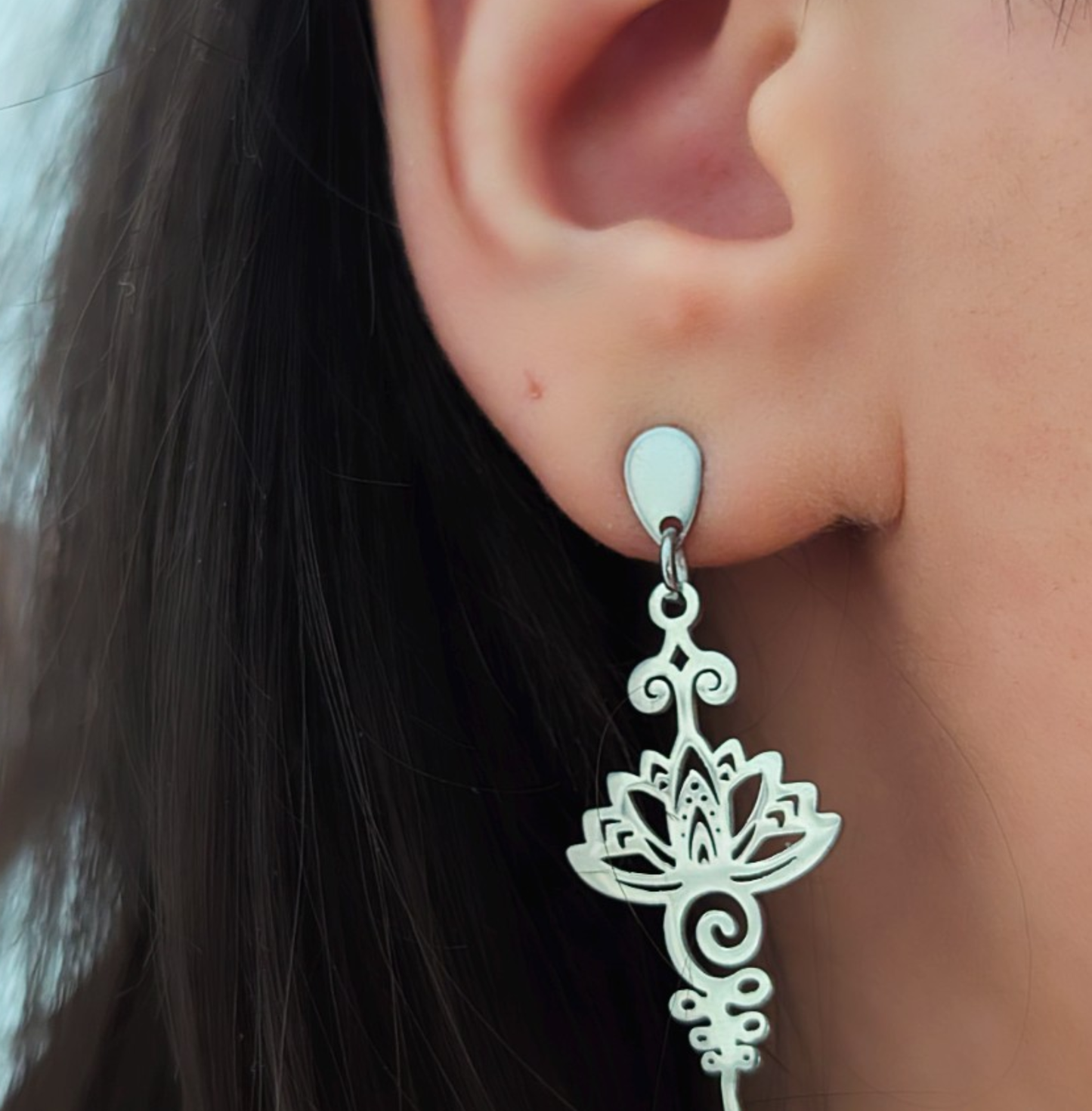 Lotus Blume Ohrringe in Silber aus Edelstahl