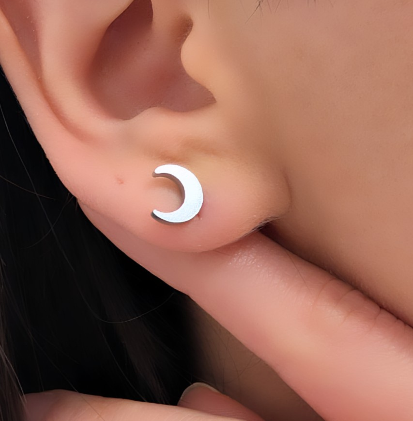 Kleine Halbmond Ohrstecker Hypoallergen Silber