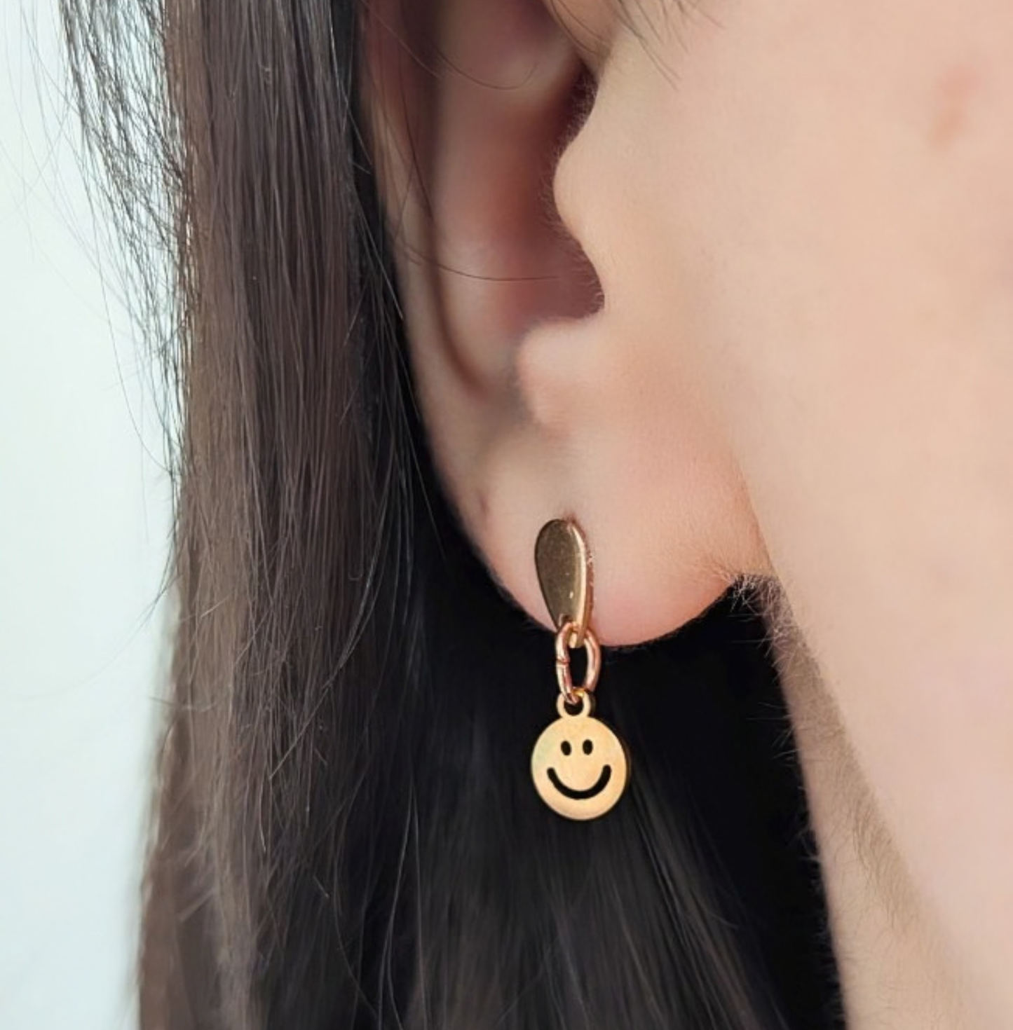Smiley Ohrringe Rosegold Edelstahl