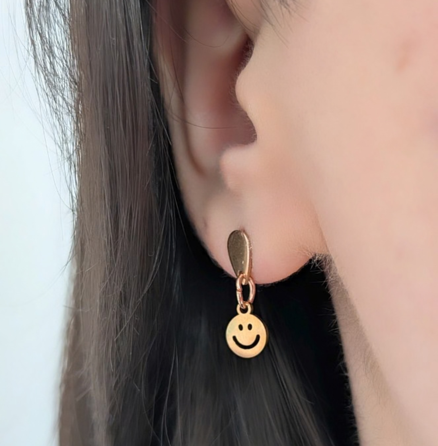 Smiley Ohrringe Rosegold Edelstahl