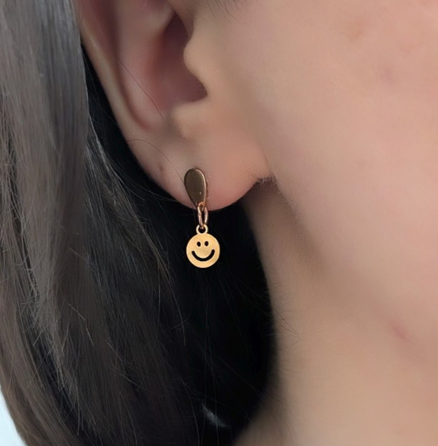 Smiley Ohrringe Rosegold Edelstahl