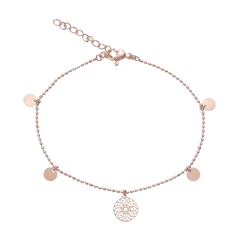 Plättchen Mandala Armband in Rosegold aus Edelstahl