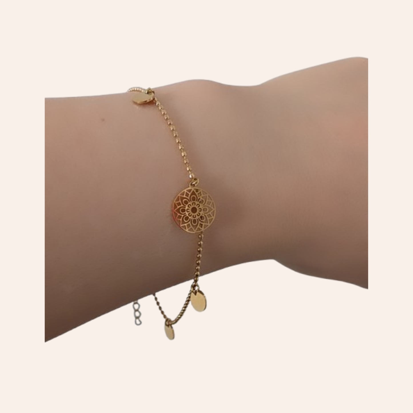 Plättchen Armband Mandala des Glücks Gold, Edelstahl