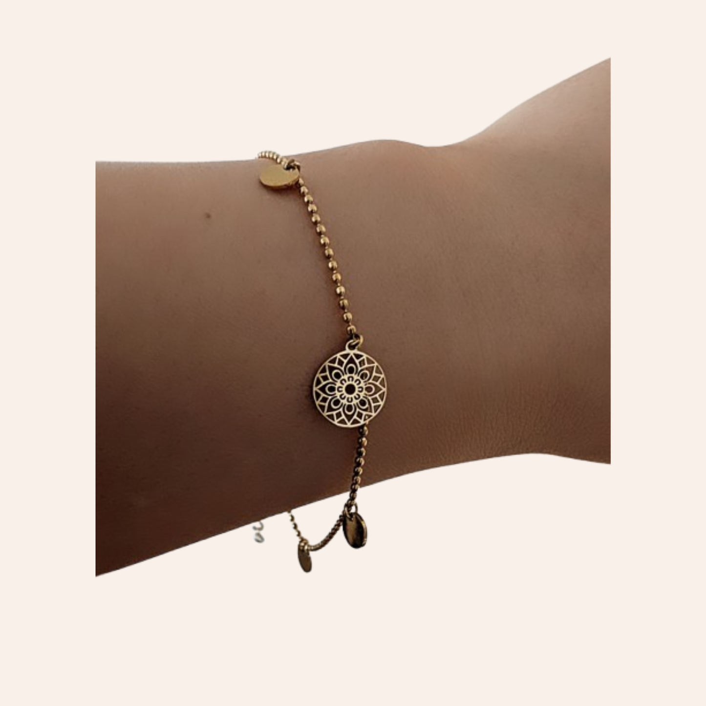 Plättchen Armband Mandala des Glücks Gold, Edelstahl