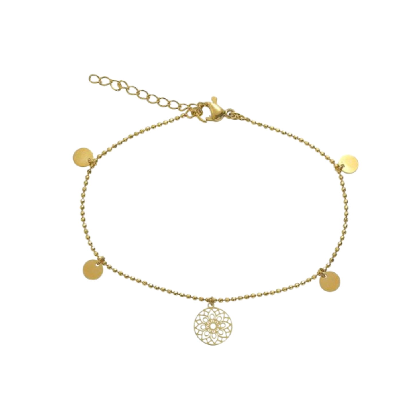 Plättchen Armband Mandala des Glücks Gold, Edelstahl
