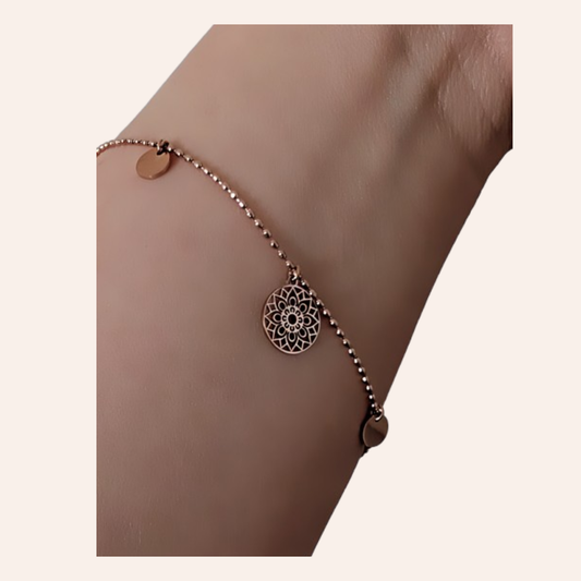 Plättchen Mandala Armband in Rosegold aus Edelstahl