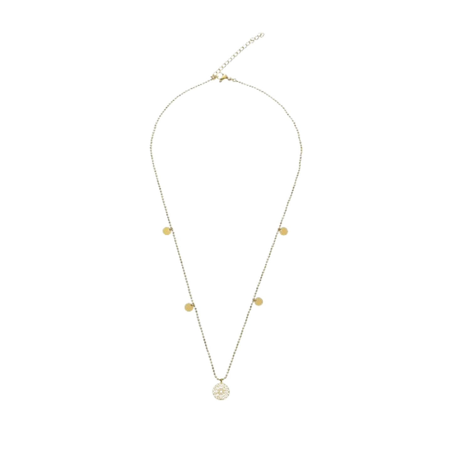 Halskette Plättchen „Mandala des Glücks“ Silber