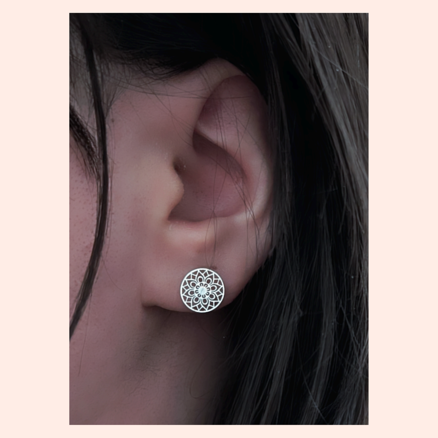 Silber Mandala Ohrstecker – Edelstahl, 9 mm | Spiritueller Schmuck