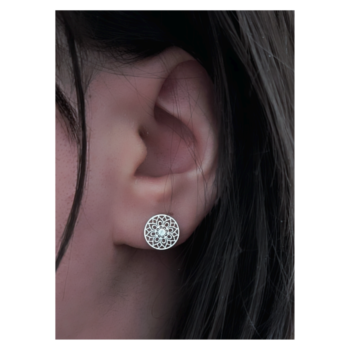 Silber Mandala Ohrstecker – Edelstahl, 9 mm | Spiritueller Schmuck