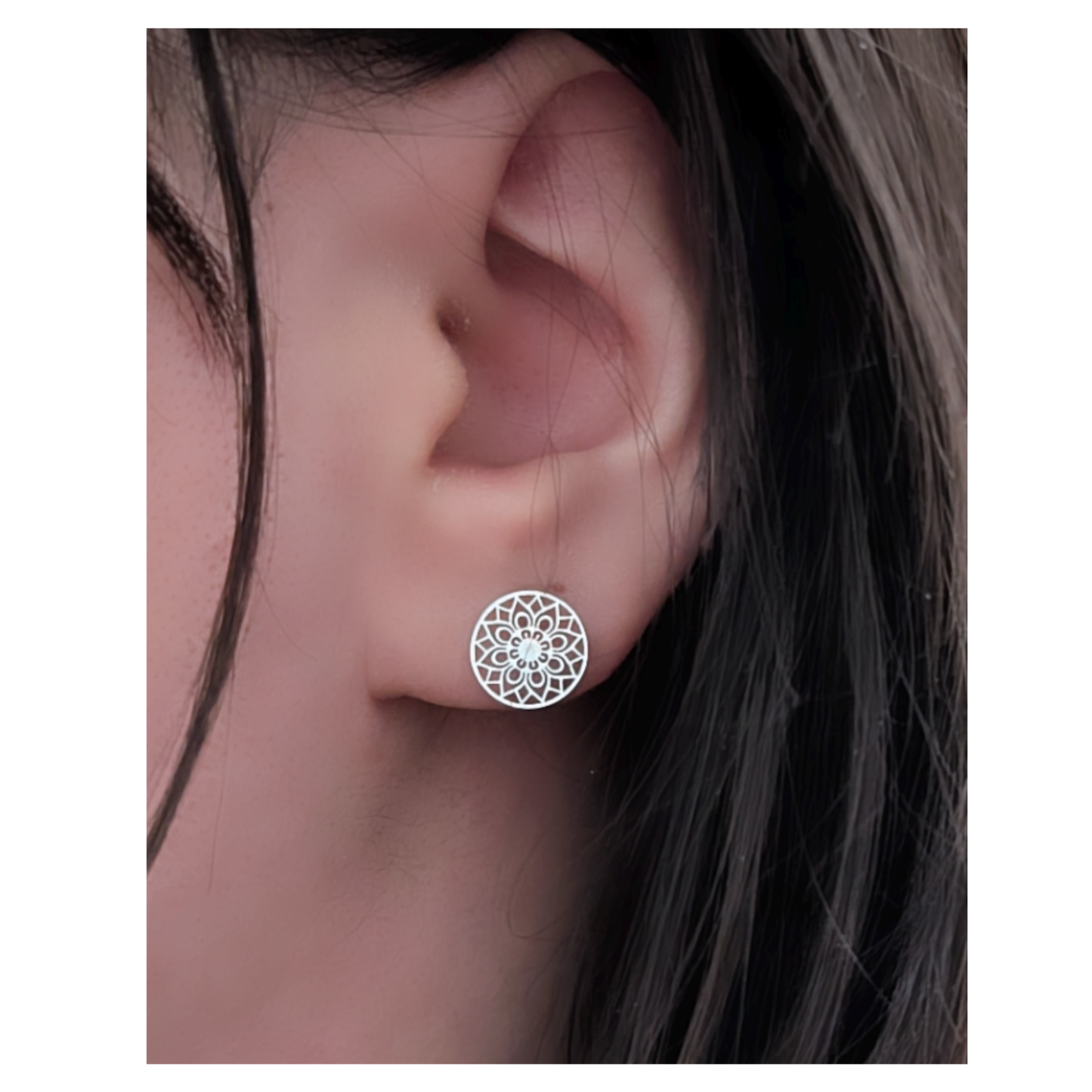 Silber Mandala Ohrstecker – Edelstahl, 9 mm | Spiritueller Schmuck