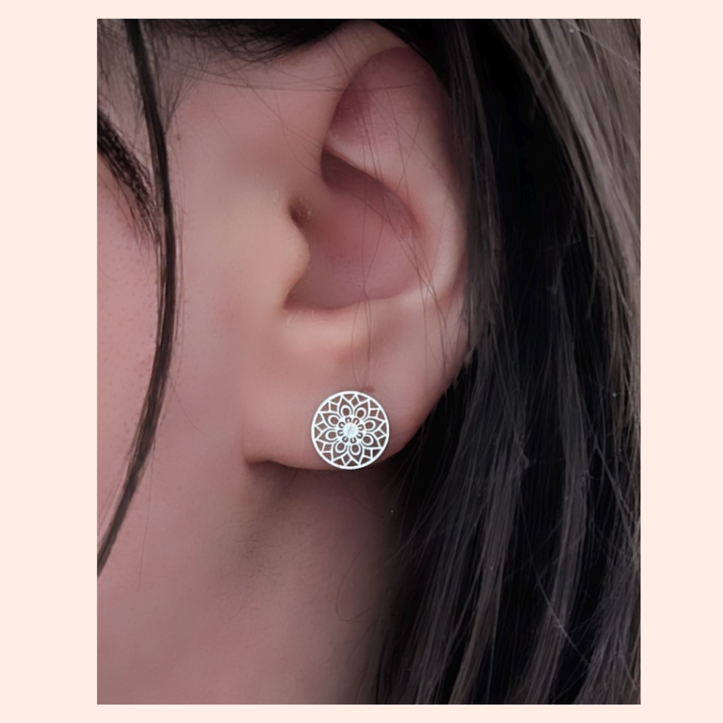 Silber Mandala Ohrstecker – Edelstahl, 9 mm | Spiritueller Schmuck