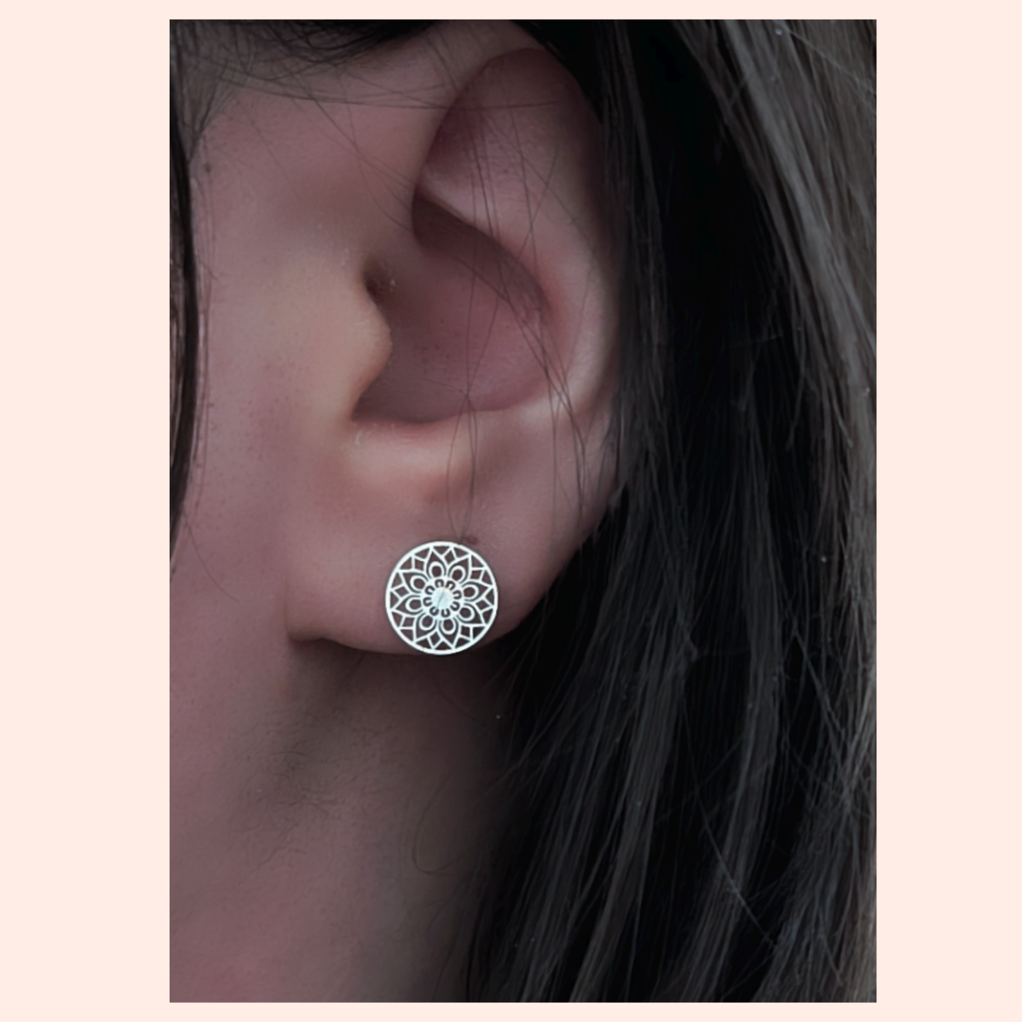 Silber Mandala Ohrstecker – Edelstahl, 9 mm | Spiritueller Schmuck
