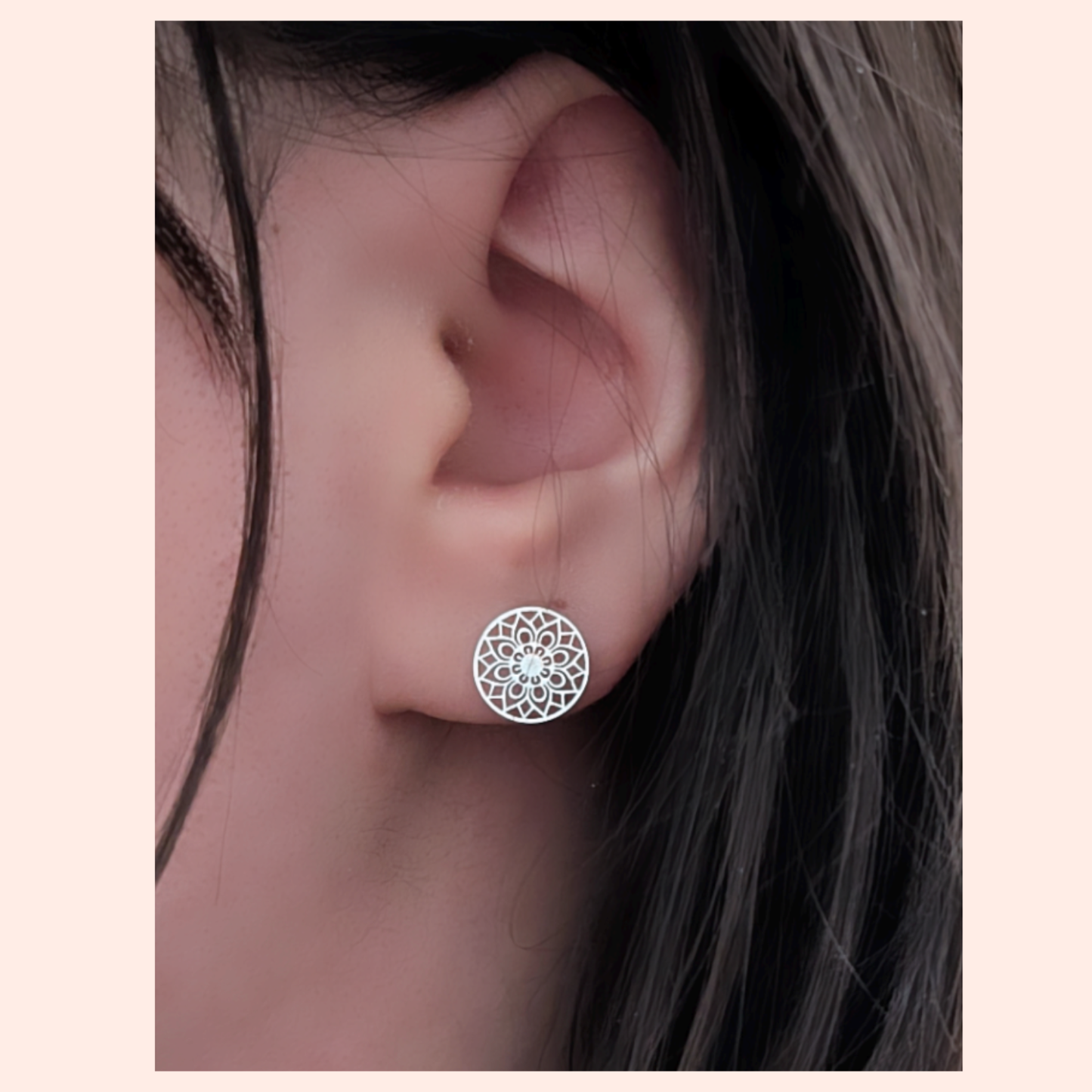 Silber Mandala Ohrstecker – Edelstahl, 9 mm | Spiritueller Schmuck