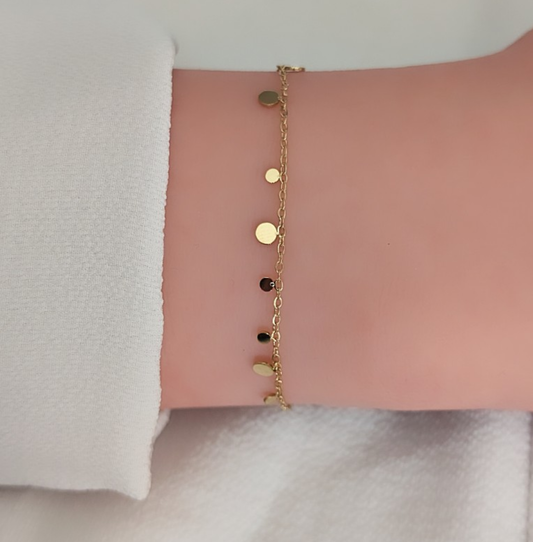 Winzige Plättchen Armkette Gold