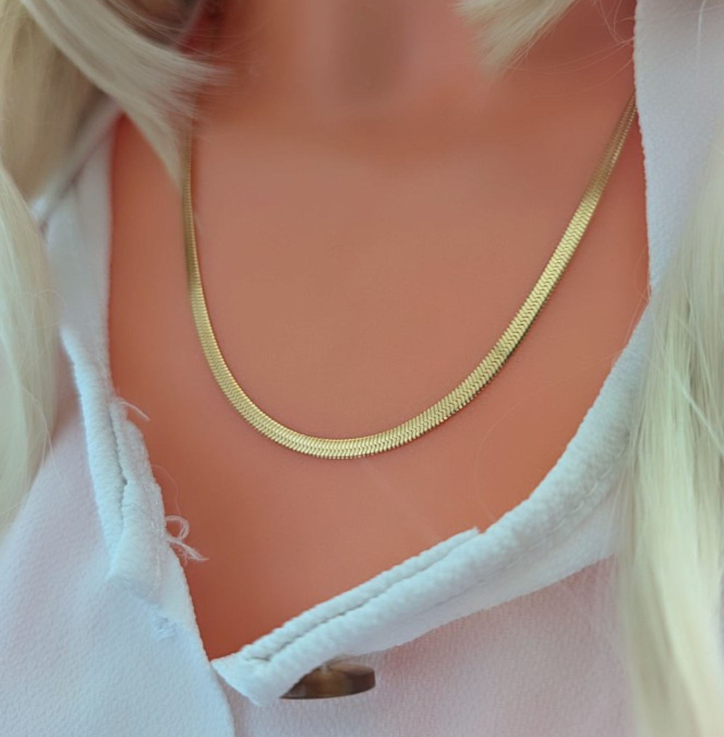 Schlangenkette aus vergoldetem Edelstahl – 3 mm breite Halskette, 52 cm + 6 cm Verlängerung