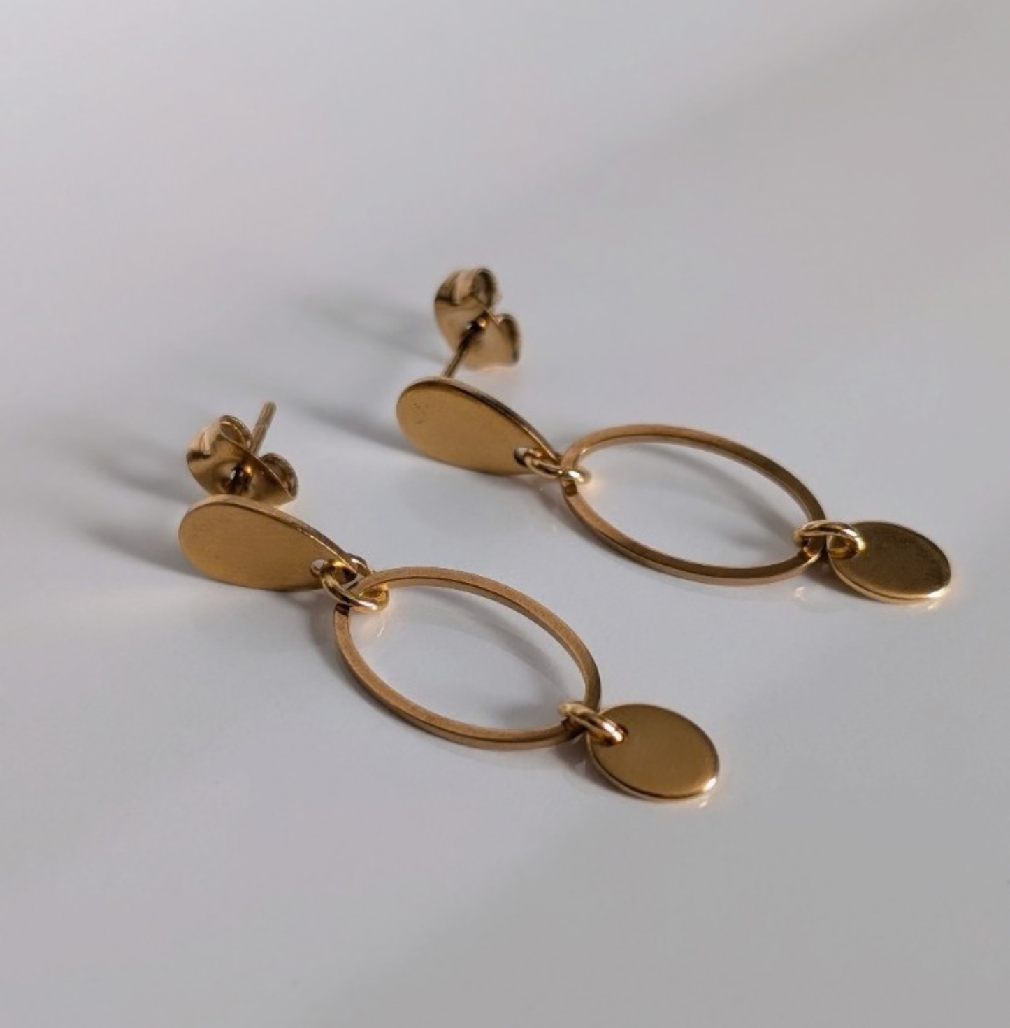 Ohrringe geometrisch hängend Edelstahl gold 14K vergoldet – ca. 33 mm